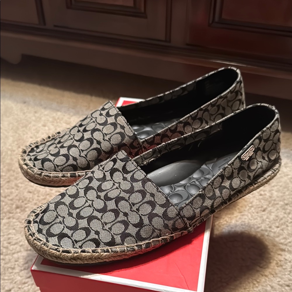 Coach Black and Gray Slip-On Loafers